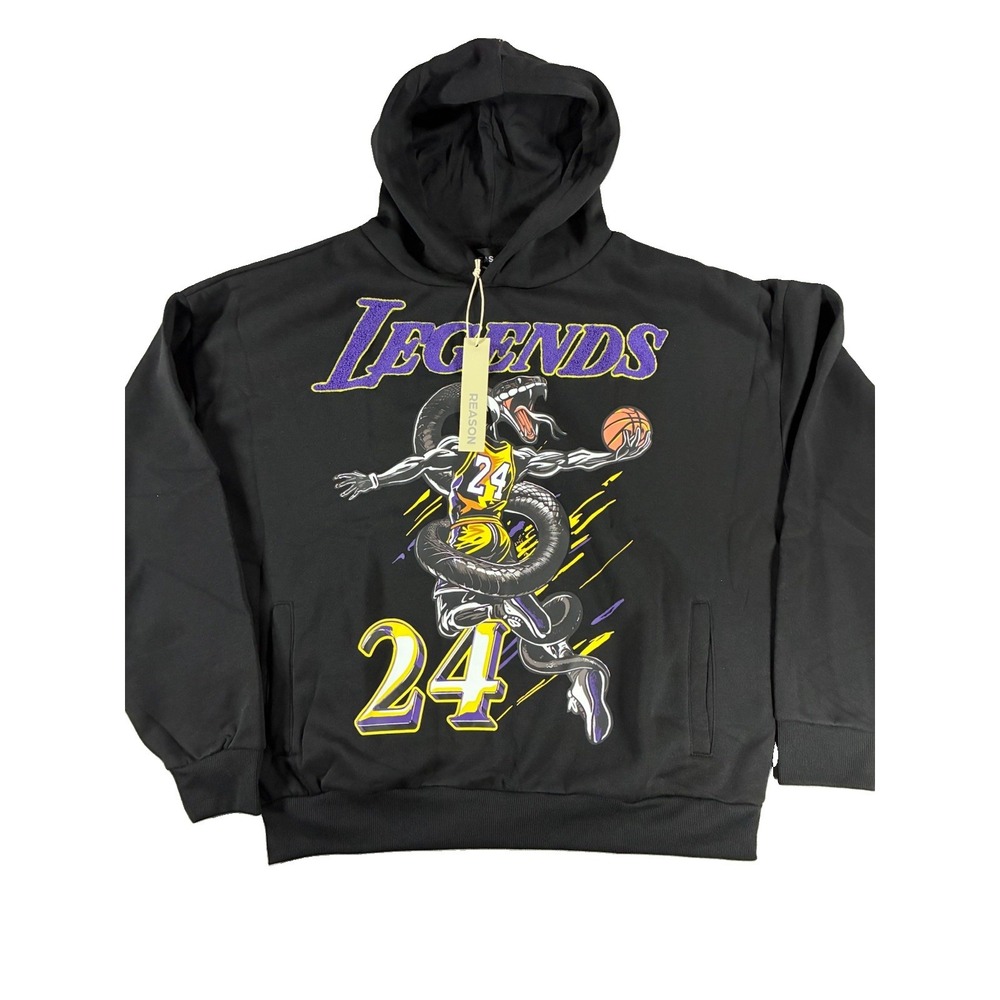 Reason Clothing Legends Hoodie Black Mamba Kobe Bryant 24 Chenille Patch Men's L